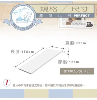 免運送1枕-12cm單人3尺 記憶床墊 防蹣抗菌床套 竹炭記憶床墊 日本床墊 波浪面床墊 宿舍床墊 學生床墊 3M布套