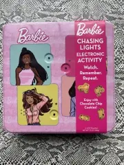 Barbie Chasing Lights, Electronic Memory Game In Metal Cookie Tin Brand New