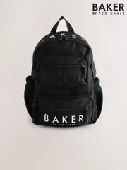 Baker by Ted Baker Boys Back to School Double Pocket Black Backpack (AY6612) | $97