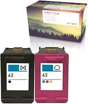 Summit Ink Remanufactured Ink Cartridge Replacement 2 Pack for HP 63 for Deskjet 1110 2130 3630 Envy 4512 4520 4522 Officejet 3830 4650 4655 Printers (1 Black, 1 Color)