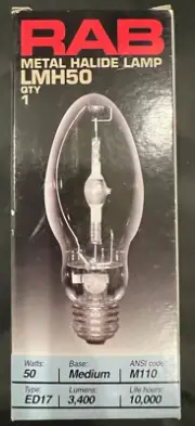 RAB Lighting H.I.D. Replacement Lamp LMH50, 50W Metal Halide E26 NIB