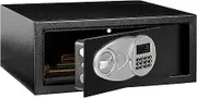 Amazon Basics Steel Security Safe with Programmable Electronic Keypad Lock - Secure Cash, Jewelry, ID Documents, 20 Litres, 43cm W x 37cm D x 18cm H, Black