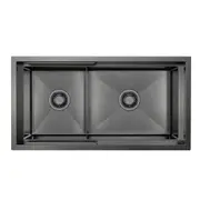 HIGOLD PINIZ 1 & 1/2 Bowl Workstation Kitchen Sink - Slide Lip - Nano Coated 1.2mm Thick Stainless Steel - Anti-Scratch - 820mm - PVD Gunblack