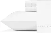 Vera Wang - Queen Sheets, Smooth Cotton Sateen Bedding Set, Wrinkle-Resistant Home Decor (Simple Scallop Grey, Queen)