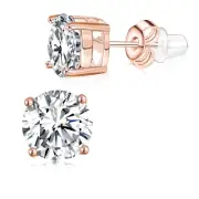 Buyless Fashion Girls Stud Earrings 14K Rose Gold Plated with White Zirconia