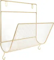 TEHAUX Wall Hanging Magazine Rack Sturdy Iron Art Storage Holder for Files Books European Style Decorative Organizer for Home Office Capacity Space Saving