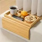 Wooden Couch Arm Table Foldable Couch Cup Holder for Snacks/Cups/Phone