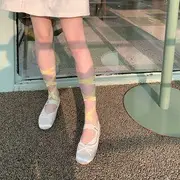 Balletcore Tie-Up No Show Socks White & Yellow - One Size