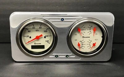 1946 Willys Jeep 2 Gauge Dash Panel Quad Style Programmable Speedometer Shark