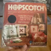 HOPSCOTCH Plaid Cross Stitch Fabric Aida 14 Count 15" x 15" Black tan NEW