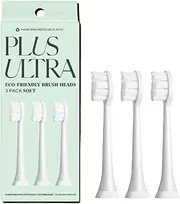Plus Ultra Eco Friendly Toothbrush Replacement Heads 3 Pack | Designed for Sonic Powered Electric Toothbrushes | Made with Recycled Plastic | Soft Toothbrush for Sensitive Teeth