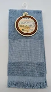 Charles Craft 14 Count Cross Stitch Blue Fingertip Towel 100% Cotton NEW