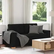 Modern Black Loveseat Sofa - 140 cm Comfortable Polyester Fabric Couch with Foam Padding, Plywood & Metal Frame, Perfect for Living Room or Small Spaces