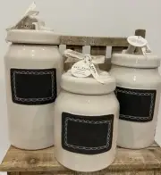 NEW Rae Dunn Set Of 3 “Take Note” Chalkboard Canisters Small, Medium, Large 2023
