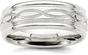 [JewelryWeb] 925 Sterling Silver Flat Band 7mm Polished Fancy-Band Ring-Band Style-Ring for Women and Men