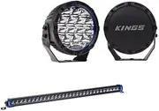 Kings 7" Lethal driving lights 12,596 lumens + 30" Single Row Light Bar