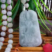 Myanmar Jade Nine Dragon Bodhisattva Pendant with Jade Buddha Bead Necklace