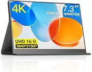 4K Portable Monitor 17.3 Inch 3840x2160P 60Hz 16:9 Plug&Play Travel Laptop Monitor with 75mm VESA Holes, Portable Game External Screen for Laptops, PC, Game Console