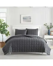 Nautica Solid Brushed Micro Jersey Reversible Quilt Set