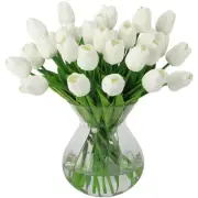 30pcs Artificial Tulip Flowers Fake Real Touch Tulips Flower Bouquet for Wedd...