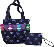 Bingo Dauber Bag with 8 pockets and Wristlet Pouch - Large Tote Bag for carrying bingo supplies and money pouch