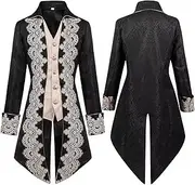 Inmeilifus Men's Medieval Costume Halloween Renaissance Steampunk Jacket Tailcoat Vintage Gothic Tuxedo Victorian Costume