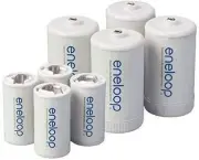 Eneloop Spacers 4 C Size Spacers & 4 D Size Spacers for Use with Ni-MH Rechargea