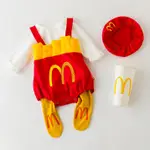 新生嬰兒衣服 MCDO 薯條角色扮演萬聖節麥當勞衣服聖誕節男孩女孩爬服兒童服裝女孩感恩節 0-3 年 9 12 個月