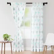 Polyester Printed Door Curtains with Tie Back 9 Feet Long Multicolor Pack of 2