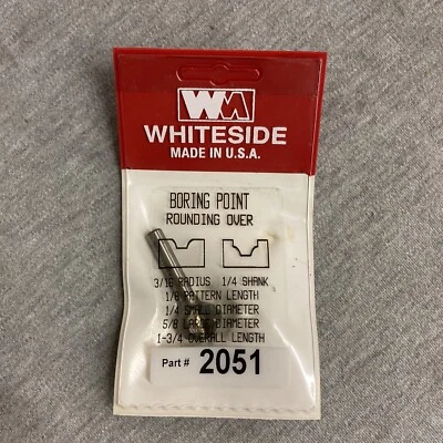 Whiteside 2051 Plunge Roundover Router Bit - 1/4"SH, 3/16"R, 3/8"CL