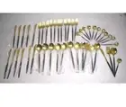 24 Piece Stainless Steel Cutlery Set Gold & Black Heavy Silverware Utensil Set