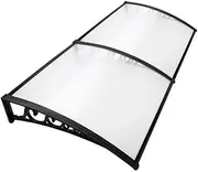 Instahut Window Awning Transparent PC Panel with Black Bracket Outdoor Door Canopy Sun Shade Shelter, Patio Terrace Garden Baconly Porch Shield Rain Snow Eaves Cover Protector, 1mx2m DIY