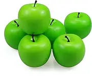 6 Pcs Artificial Green Apples Simulation Fake Fruit Photo Props Home Decoration