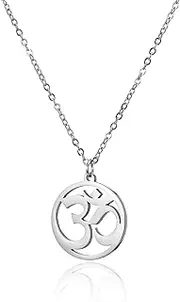 [SIPURIS] OM Necklace for Women Indian Yoga Aum Om Ohm Pendant Stainless Steel Hindu Meditation Charm Sanskrit Symbol Spiritual Amulet Jewelry for Men
