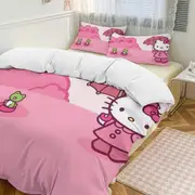 v963 Hello Kitty 3-Piece Twin Bed Set - Includes 1 Single Comforter And 2 Pillowcases Bedding - Fade Resistant Microfiber - Hello Kitty io963