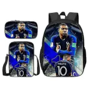 Soccer Star Mbappe Printed Schoolbag Or Meal Bag Or Pen Bag Or Three-piece Backpack For Students High Quality high quality Only a backpack