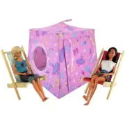 Light Pink, Barbie Princess Print Toy Fabric House, 2 Sleeping Bags, Handmade