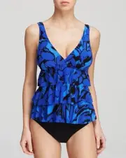 NEW Magicsuit MIRACLESUIT SWIMSUIT Size 10 TANKINI Blue Tiered Ruffles Two Piece