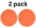 Pyrex Round 2 Cup 5" Storage Lid Cover Orange for Glass Bowl New 2 Pack 7200-PC