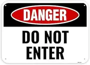 1PC Danger Do Not Enter Sign, 14 x 10 Inches - Aluminum - No Entry Stay Out Hazard Keep Out Outdoor Sign