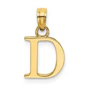 14K Yellow Gold 14Ky Polished Block Letter D Initial Pendant