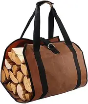 Firewood Storage Bag,39in x 19in Canvas Firewood Log Carrier Tote, Firewood Holder Fireplace Accessories, Firewood Carrier Bag for Indoor, Outdoors, All Weather Camping (BROWN)