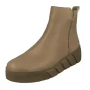 LADIES RIEKER ZIP UP WINTER CASUAL LEATHER PLATFORM WEDGE ANKLE BOOTS W0562