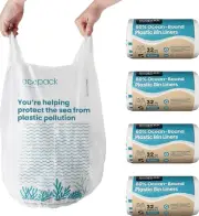 18L Small Bin Bags,128 Bags (4 Rolls of 32 Bags Each) - Made from 60% Ocean-Boun