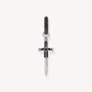 Genuine THOMAS SABO Single hoop earring with sword & black stones
