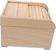 ASAKKURA Wooden Rice Storage Container with Rolling Lid Airtight Food Storage Bin for Rice Beans Grains Cereal Capacity Essential Kitchen Organizer