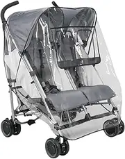 Clear Travel Weather Shield,Rain Cover for Double Stroller Universal,Breathable Waterproof Double Stroller Rain Cover Side by Side,Twins Stroller Cover for Rain/Wind/Snow/Cold/Dust