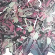 Sequin Rectangle 1.5" Pink Silver Bird Feathers Print Metallic