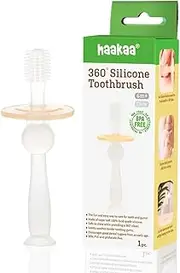 Haakaa 360° Silicone Baby Toothbrush 1 pk, BPA PVC and Phthalate Free (Clear)