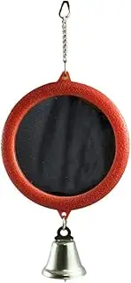 Avian Care Boredom Breakers Round Bird Mirror with Bell – Hanging Cage Toy for All Birds – Visual & Sound Enrichment
